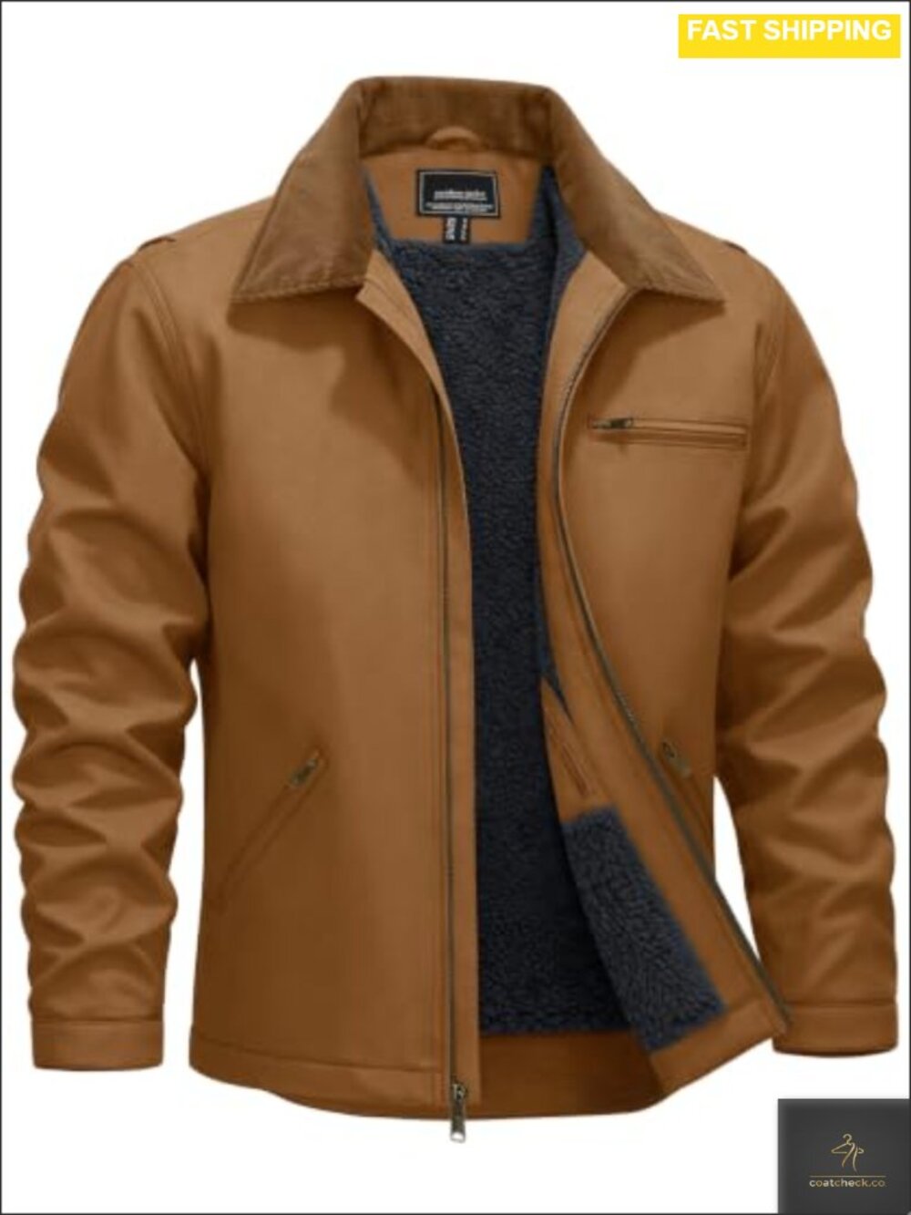 Men's Heavy Winter Work Jacket Sherpa Lined Duck Canvas Utility